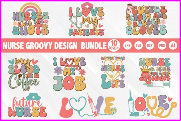 Nurse Groovy Designs Bundle: Graphics for T-Shirt Designs