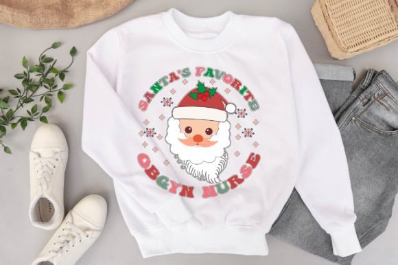 Santa's Favorite Obgyn Nurse Graphics for T-Shirt Designs