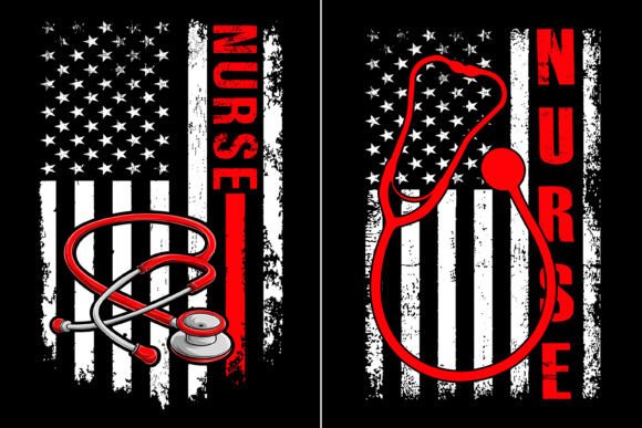 USA Flag Nurse Design: Graphics for T-Shirt Designs